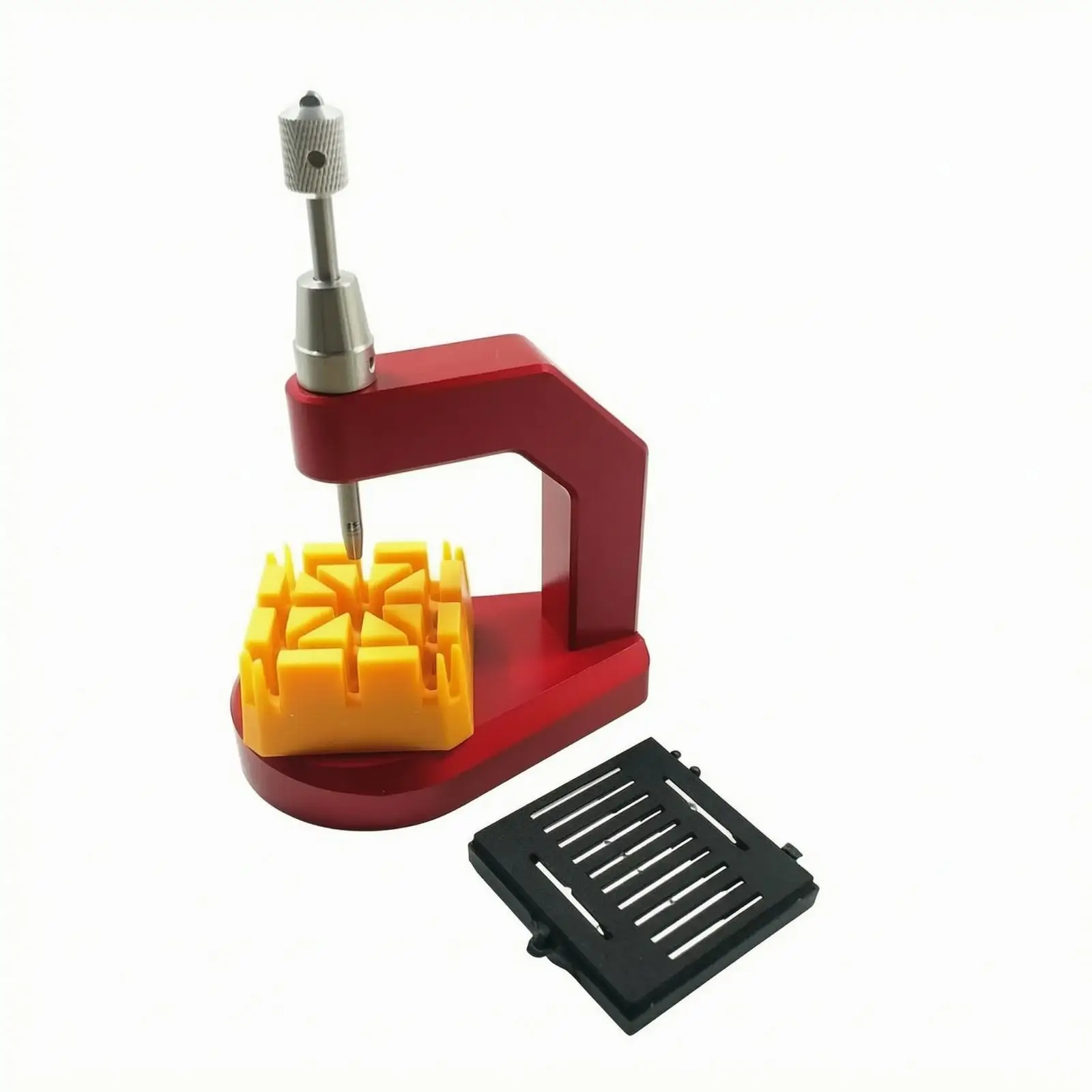 Bench Top Watch Band Adjuster Tool with Removable Base Plate for Stable Metal Bracelet Resizing and Strap Work