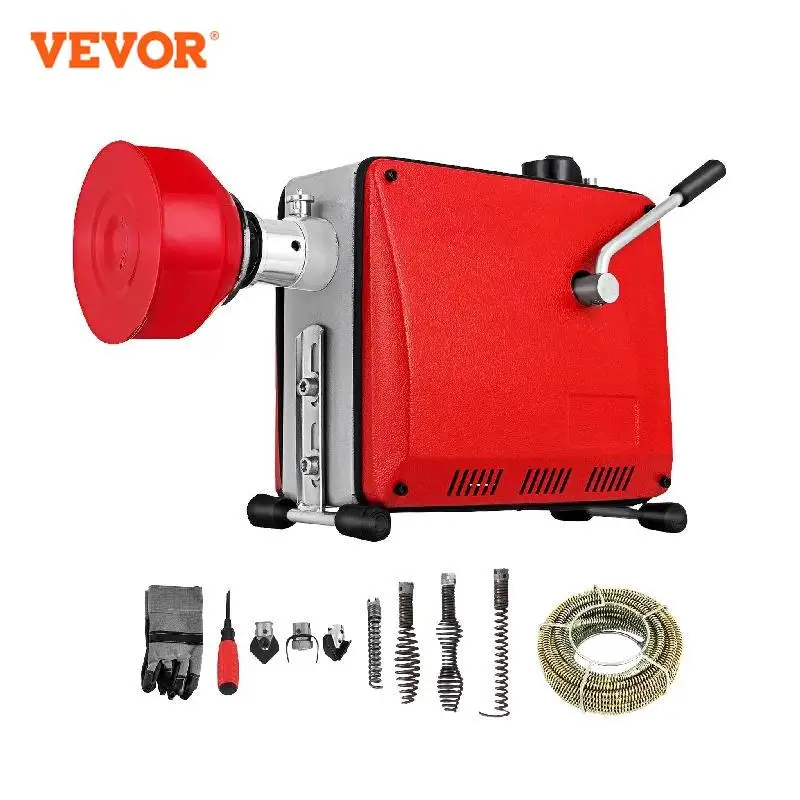 VEVOR GQ-100 Professional Dredge Machine 390W Electric Pipe Plunger Household Sewer Toilet Blockage Tube Unblocker Cleaning Tool