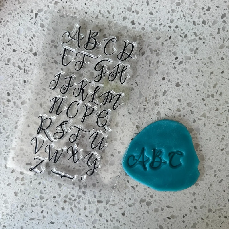 Easy Use Alphabet Number Embosser Silicone Stamp Mom Dad Baby Eid Uppercase Lowercase Sticky Fondant Mould Cake Decoration