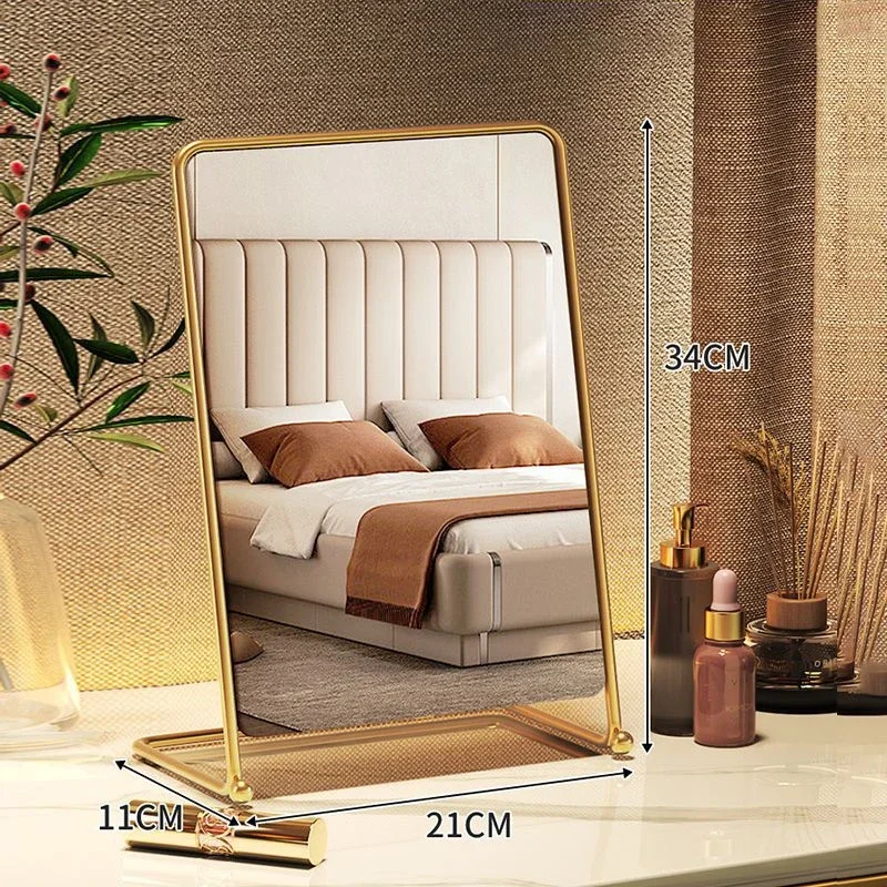 Modern Mirror Metal Iron Round Makeup Dormitory Room Decor Desktop Ornaments Large Dressing Beauty Makeup Decorative Mirror