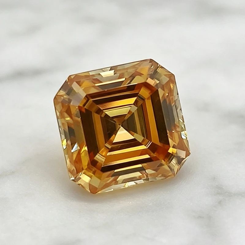 Moissanit-Stein in Champagner-Asscher-Form, Edelstein für hochwertige Schmuckherstellung von Ringen und Ohrringen, mit Zertifikat – Detail 4