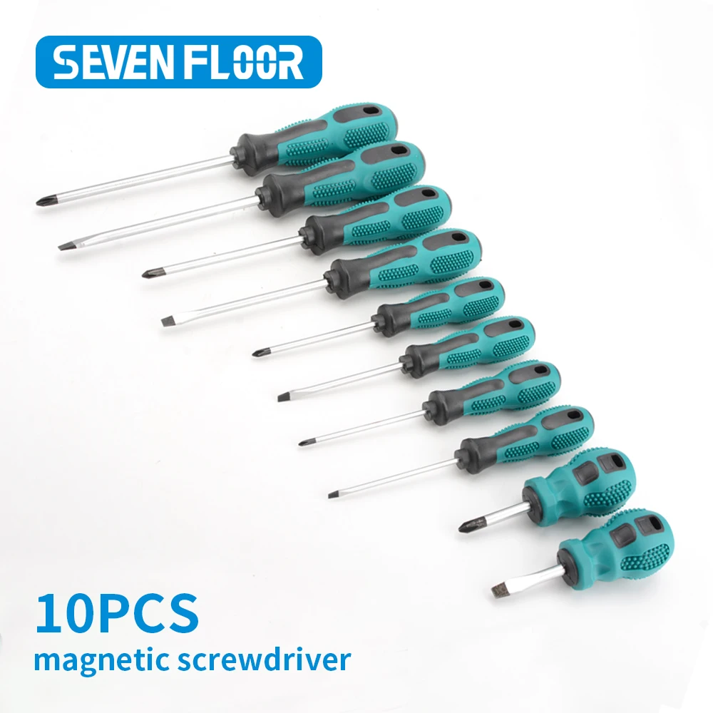 10 قطعة طقم مفك برغي اليد متعددة أداة عدة SL و PH المغناطيسي بت معزول مقبض مفك مسامير أدوات إصلاح #4