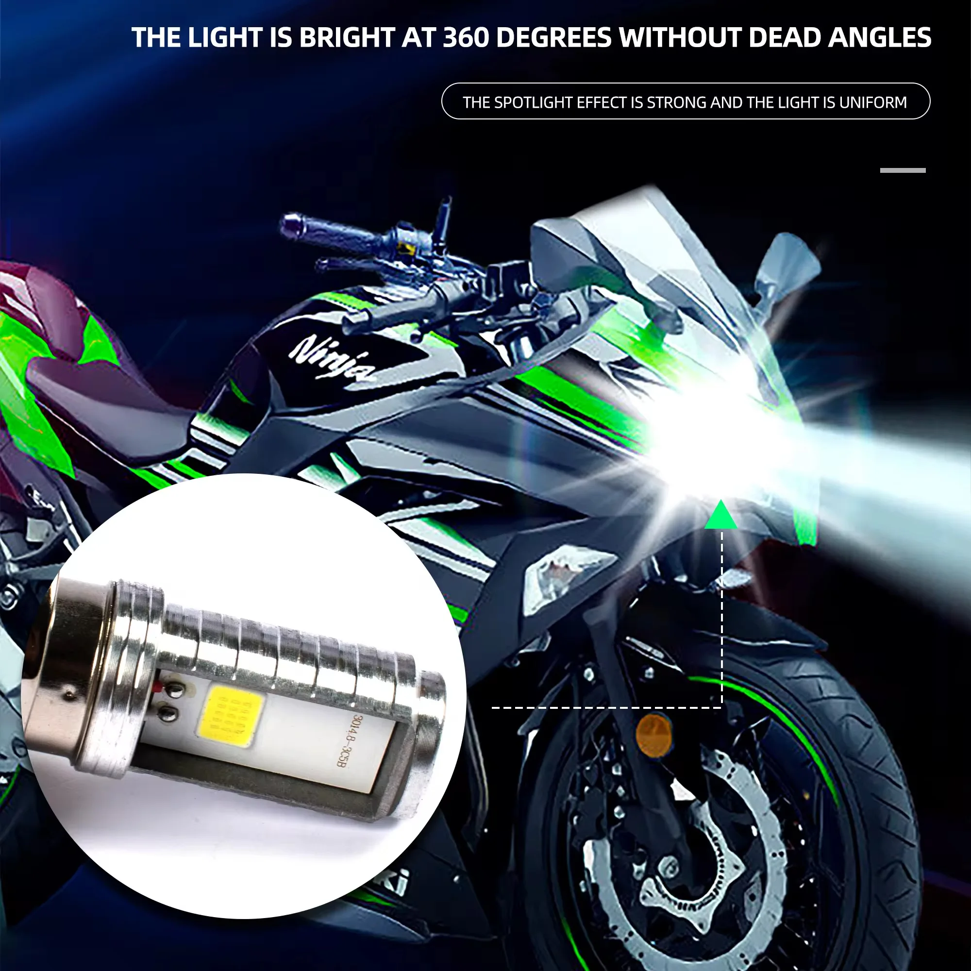 Heyword 30W 10000LM H4/P15D/BA20D LED 2COB bombilla para faro de motocicleta 6000K haz de luz Hi/LO