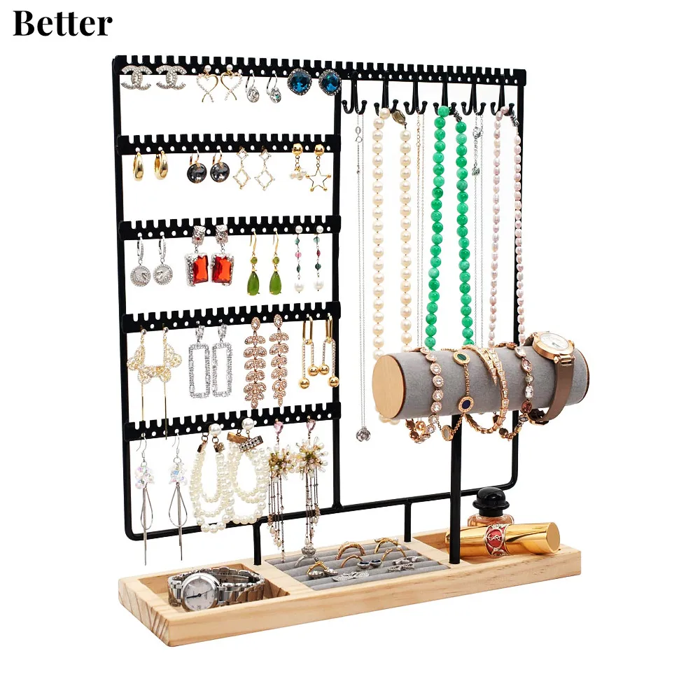 

Держатель для сережек, подставка для сережек с 108 отверстиями, органайзер для ювелирных изделий с держателем для браслета, подставка для ювелирных изделий для браслета