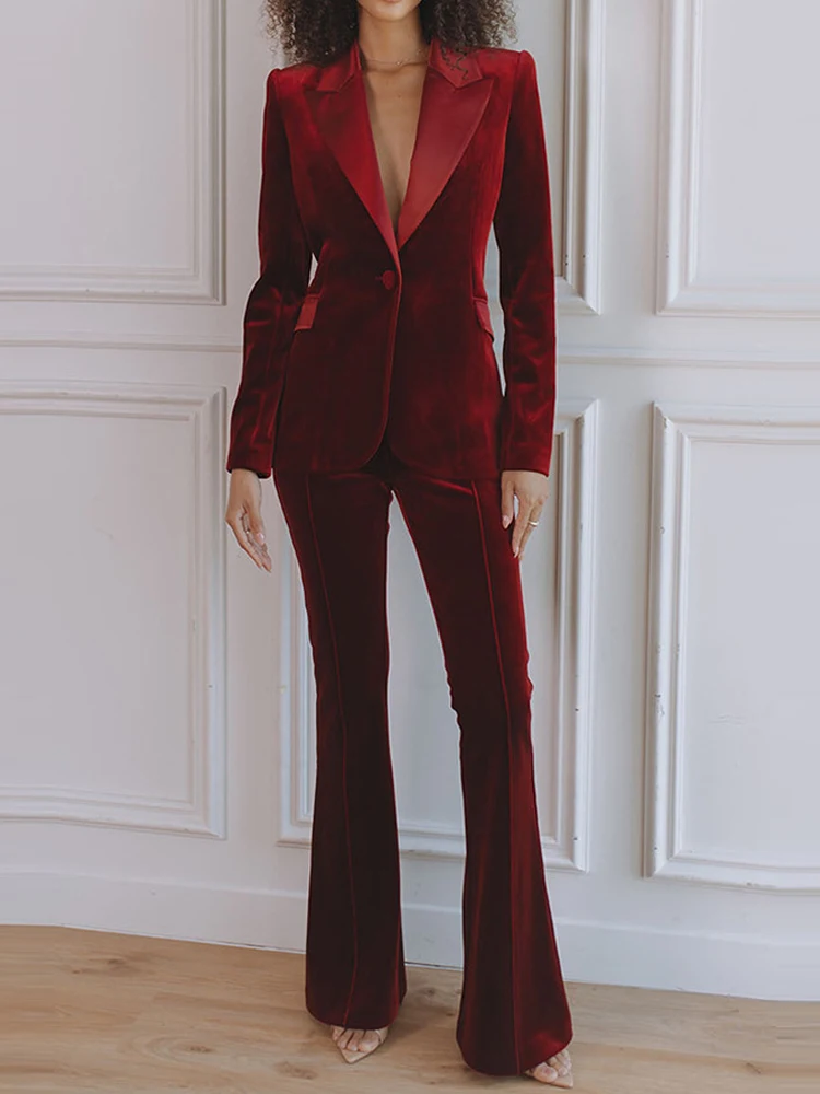 Autumn and winter new suede long sleeved professional casual suit set British style commuting party two-piece set