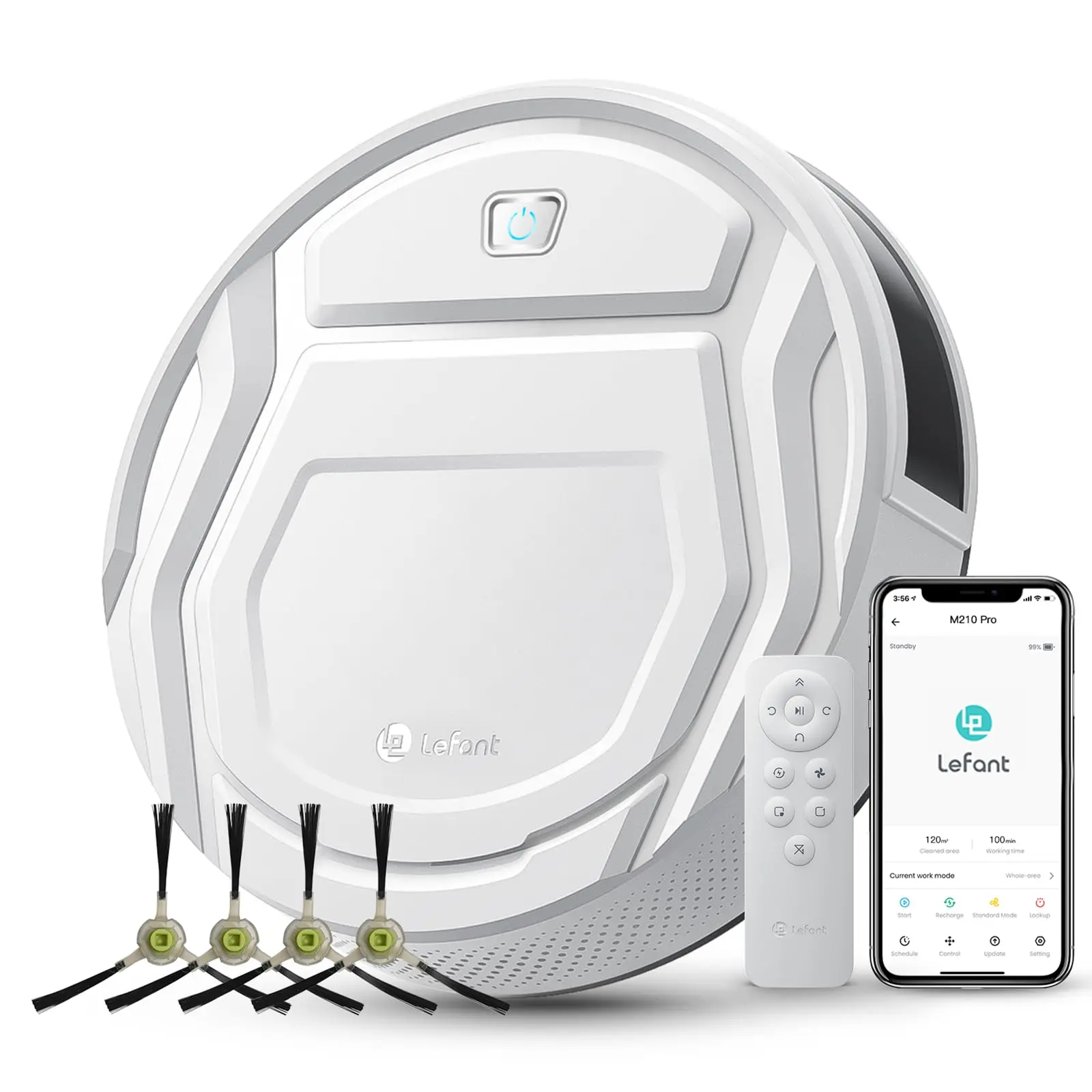 Lefant M210 Pro+robotstofzuiger, 4000 Pa krachtige zuigkracht, 200 minuten looptijd, automatisch zelfopladen, Wi-Fi/App/Alexa Contro