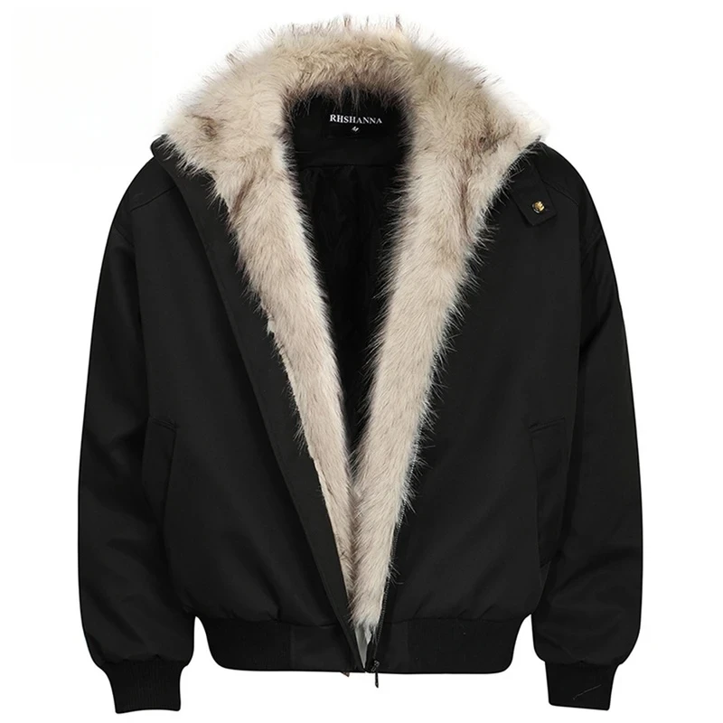 

【Mirrordust】Мужские зимние куртки с меховым воротником, утепленные парки, пальто, уличная одежда, Harajuku, хип-хоп, большие стеганые куртки, верхняя одежда