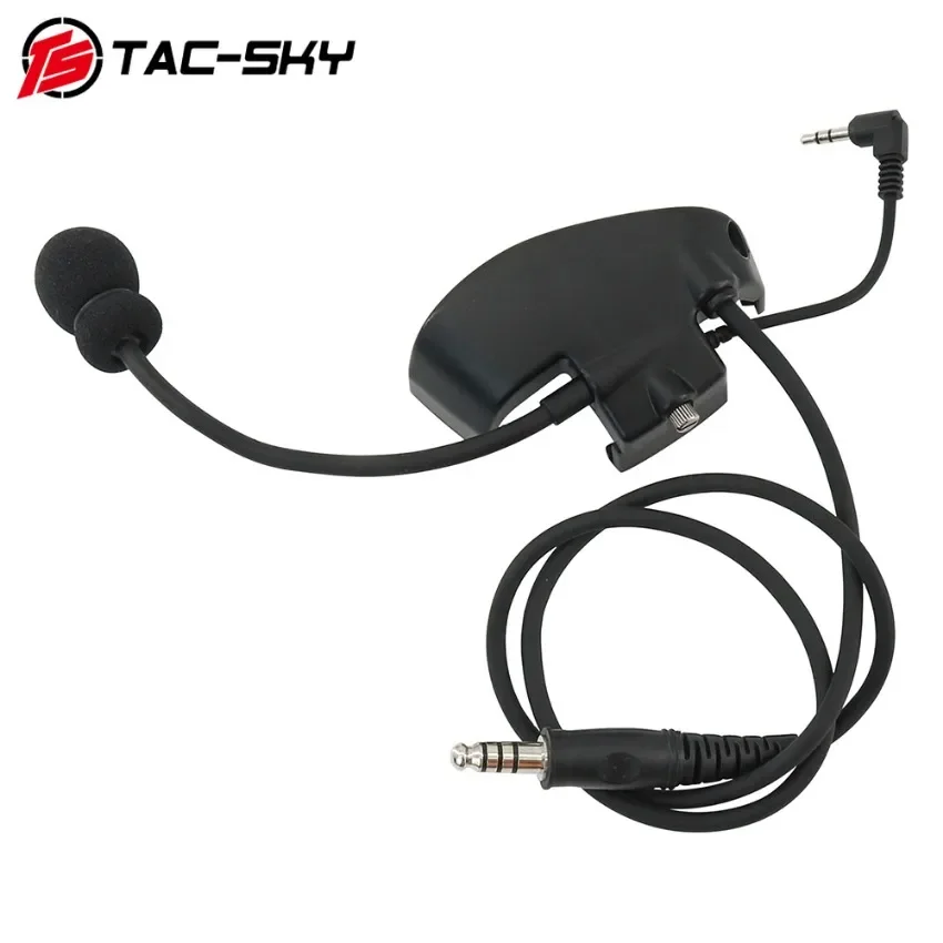 TAC-SKY Kit mikrofon adaptor Headset militer untuk Howard Leight Impact earmuff elektronik dengan U94 PTT Kenwood untuk Baofeng