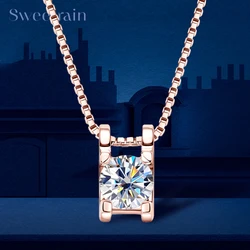 925 Silver 5mm Moissanite Diamond Necklace for Women Certified Original Rose Gold Plated Bull Head Pendant Necklace Choker Chain