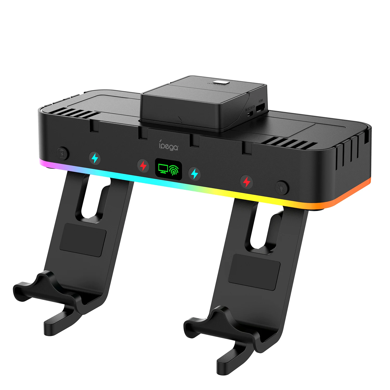 IPEGA RGB Switch TV Docking Station & Wall Mount for Switch/OLED & Joycon, Controller Charging Dock Base with 15 Light Mode