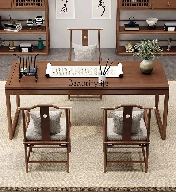 

ls 42 New Chinese style solid wood desk home living room office computer desk writing desk