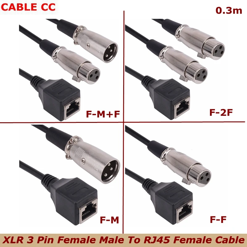 

Dual XLR 3pin Male To RJ45 Female Audio Short Connector Cable 25cm Network Interface Female To XLR Audio Signal Transmission