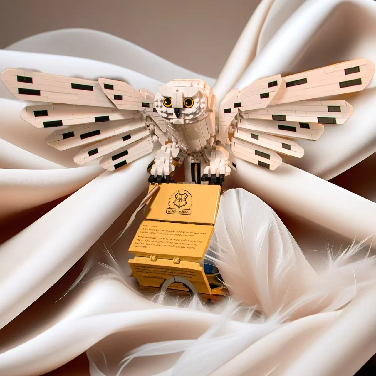 —Mundo Mágico Coruja Doutor Livro Mágico e Luzes Blocos de Montar Animais Modelos de Pássaros Brinquedos de Montagem para Meninos Presentes de Natal para Crianças