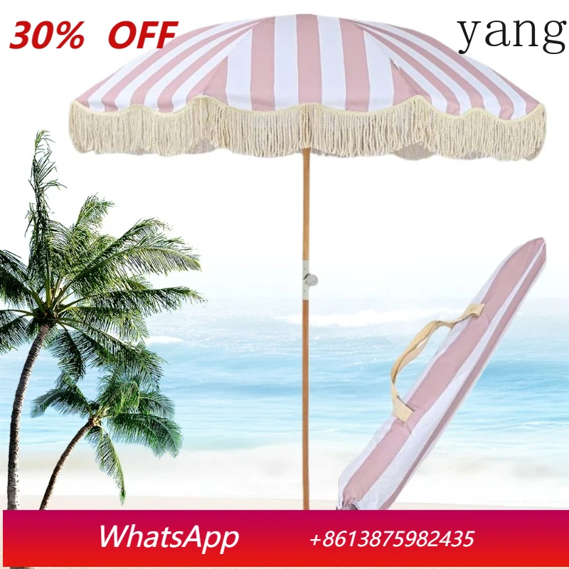 

Striped Patio Umbrella with Tilt Pole Beach Umbrella Portable Tassel Umbrella for Balcony Terrace Swimming Pool Beach Garden