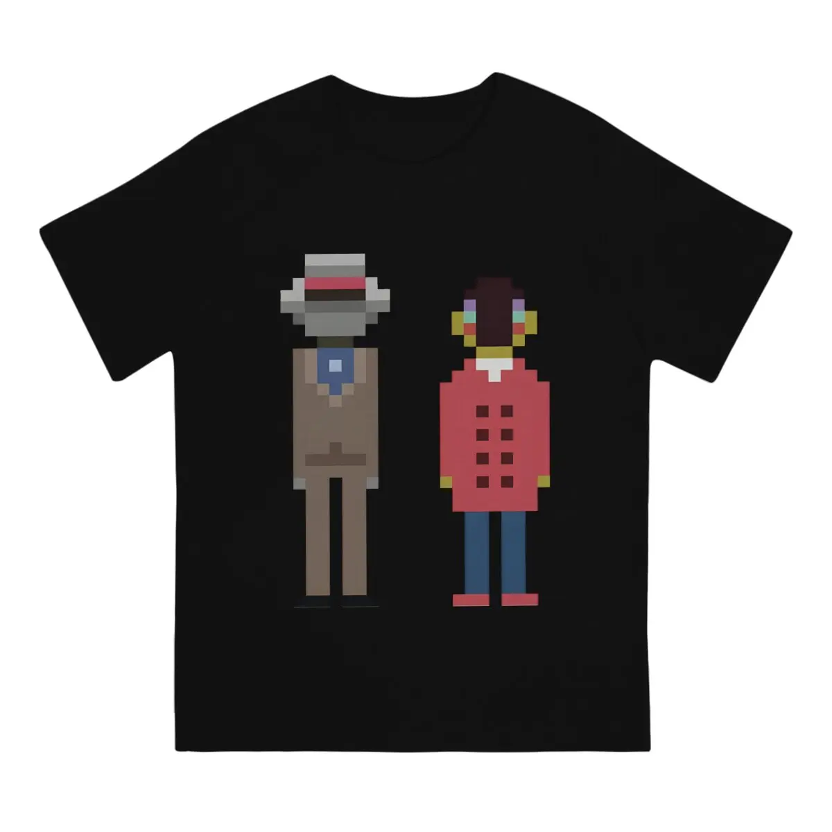 Men's T-Shirts Pixels Hipster Tees Short Sleeve Daft Punk T Shirts Crew Neck Clothing Adult