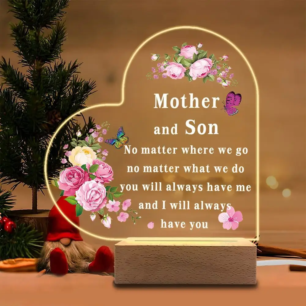 

1 шт., акриловые светящиеся украшения, аксессуары для фотосъемки, USB-основание, подарок маме, фигурки в форме сердца на День матери