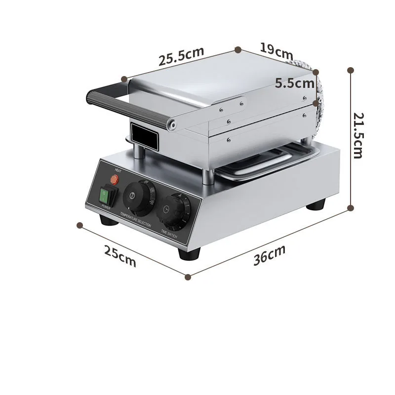Dual Knob Control Commercial Electric Egg Roll Maker Non-Stick Plate Ice Cream Waffle Cone Crispy Baker
