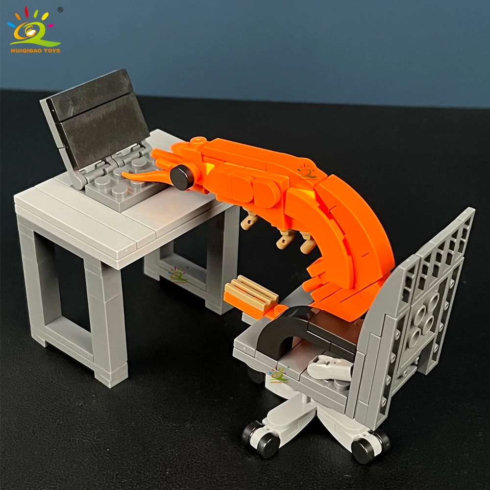 HUIQIBAO Kreatives MOC-Baustein-Garnelen-Modell, Figuren, Puzzle, Montage, Internet-Berühmtheit, kreative Parodien, zusammengebautes Spielzeug – Detail 1