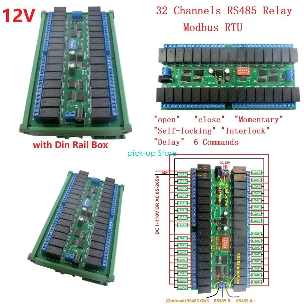 

Q5WA Multipurpose 32 Channel RS485 Board Modbus RTU for Motor Control LED Automation Serial Port Board Replacement