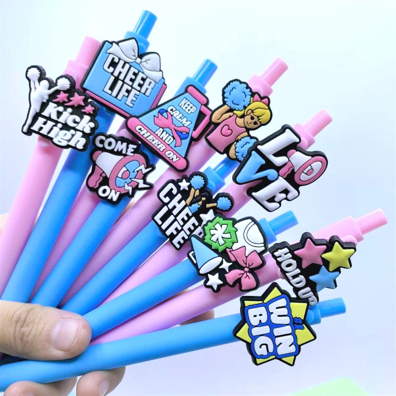 

10PCS Dance Cheerleader Series Ballpoint Pens with Cheerleader Stickers, suitable for students. The style is random.
