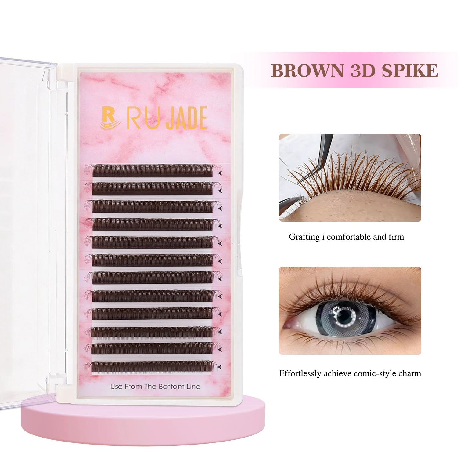 Neue braune 3D Spike W-förmige Wimpern, Wimpernverlängerung, vorgefertigte russische Volumenwimpern, Faux Mink, weich, leicht, natürlich, Kreuz-YY-Wimpern – Detail 1