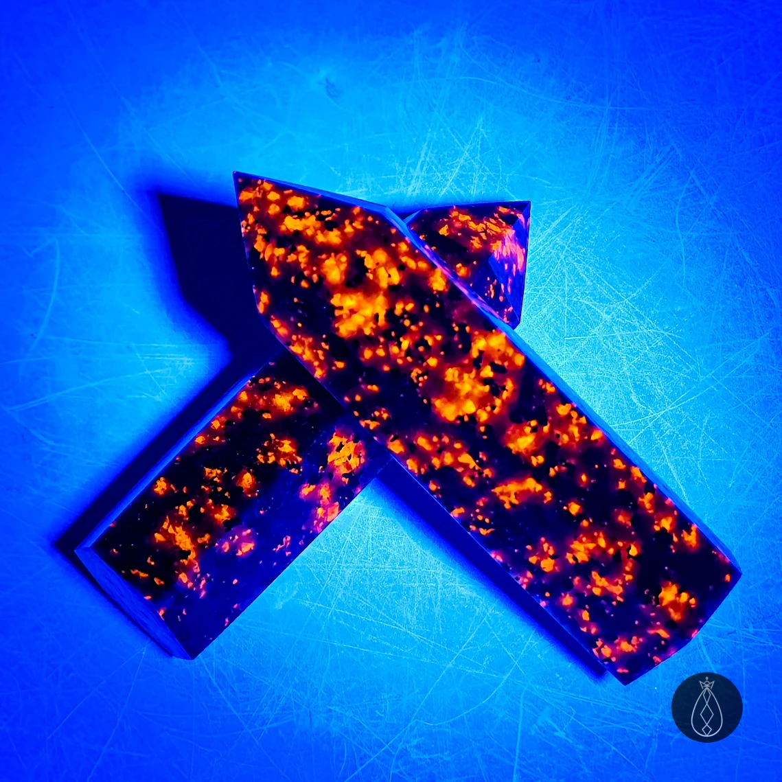 1 Pcs Rare Hexagonal Flame Stone Tower | Polished and Smooth | Strong UV Reactive | Natural Crystal | Home Decoration