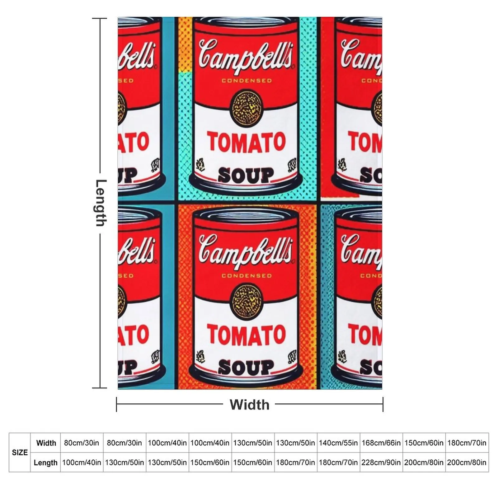 Cobertor pop art de sopa de tomate Campbell para bebês para cobertores de inverno