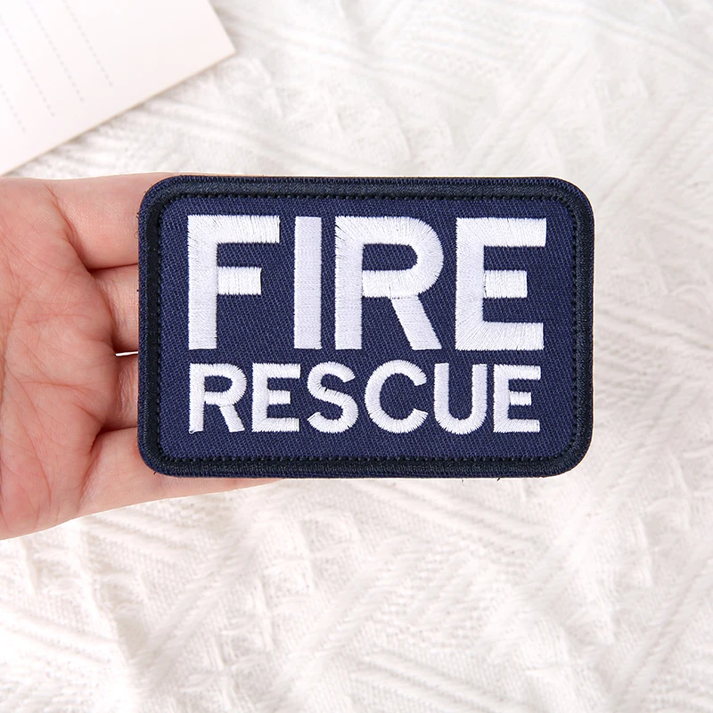 Feuerwehrmann-Aufnäher, Rettungshaken-Patches, Sanitäter, Feuerwehrmann, 3D-PVC-Gummi-Chevron-Aufnäher für Kleidung, Mütze