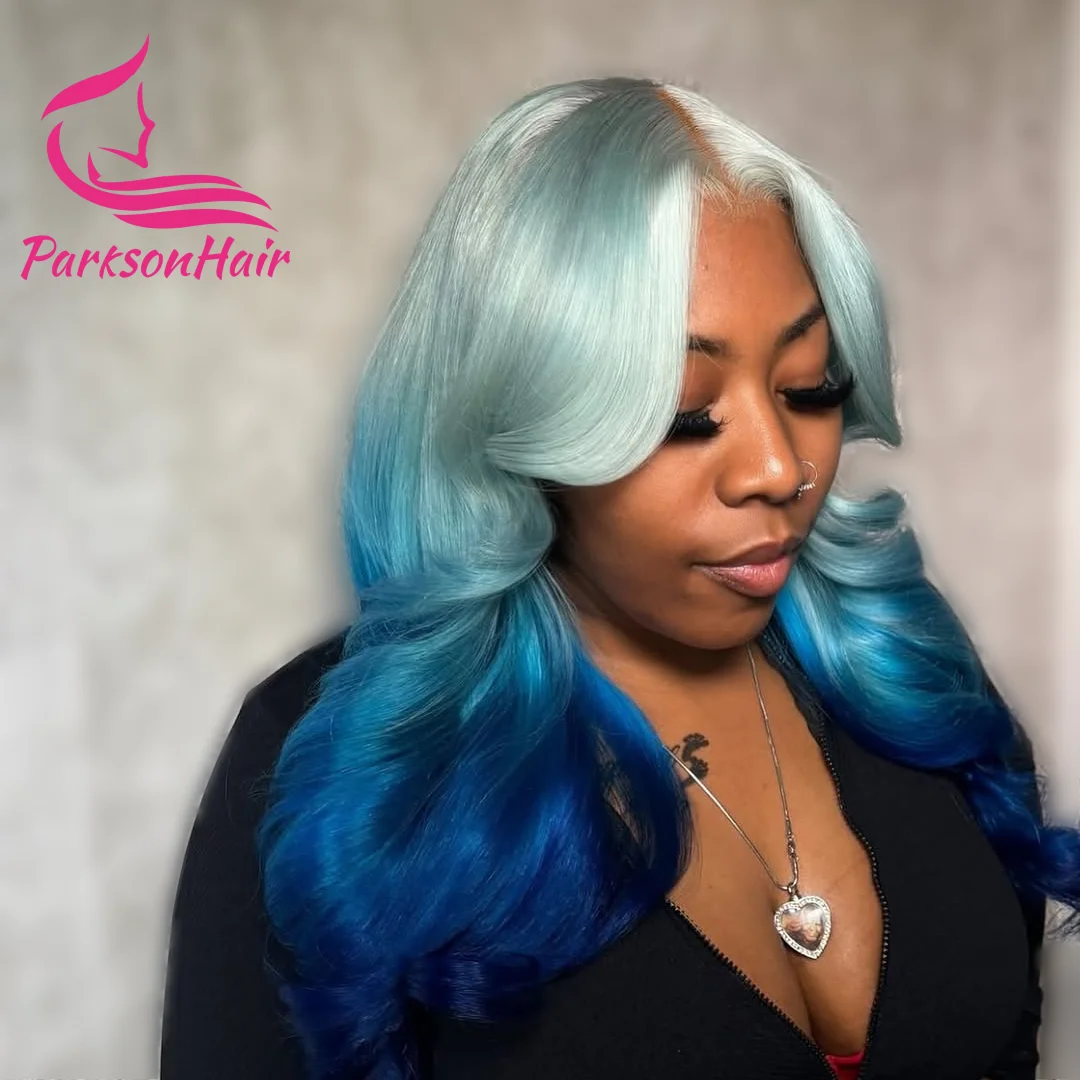 الأزرق/البلاتين باروكة من شعر طبيعي 13X6 الدانتيل الباروكة الأمامية الجسم موجة 613 شعر مستعار ملون bالبرازيلي الدانتيل الشفاف الجبهة باروكة من شعر طبيعي