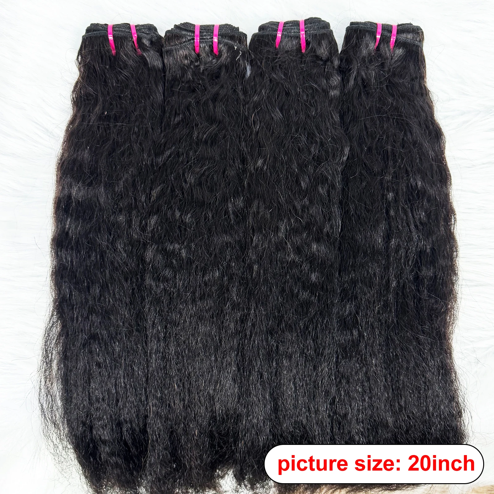 Kinky Straight Human Hair Bundles 10-30inch Remy Human Hair Bundles Natural Black Color Hair Extensions Weave for Women