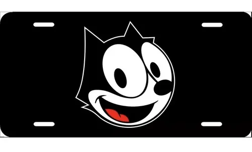 Felix the Cat, License Plate New Car Tag Metal Aluminum, USA, Black Aluminum