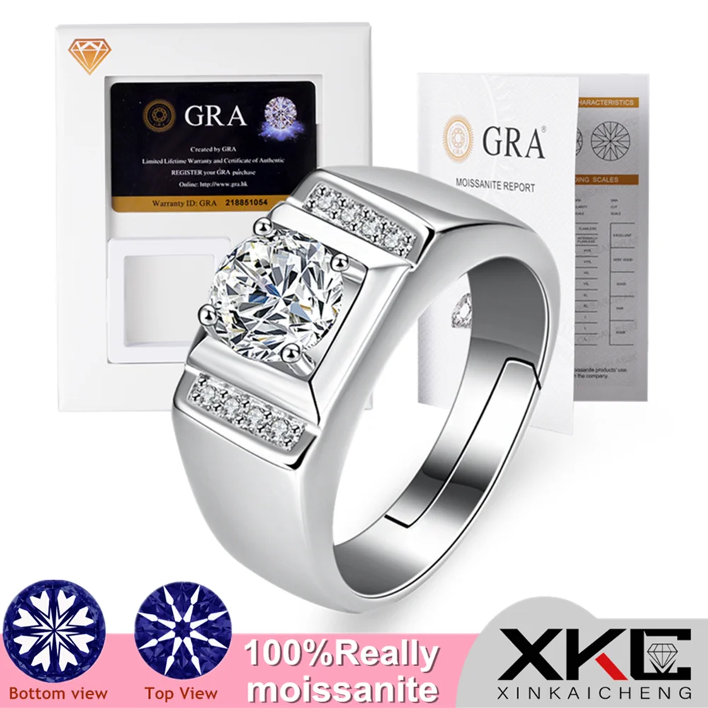 

GRA men's simple glossy ring mosanshi one-carat business temperament holiday gift