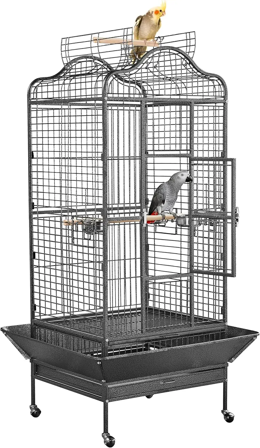 Yaheetech Extra Large 63'' Open Play Top Bird Cage for African Grey Parrots Parrot Caiques Macaw with 360° Wheels