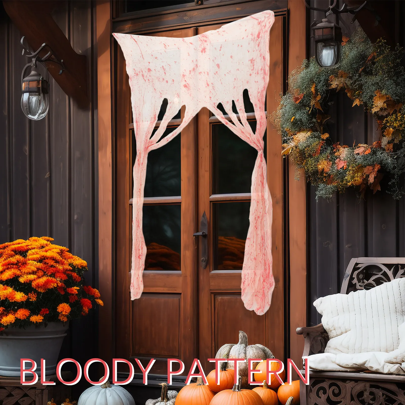 Halloween Curtain Bloody Pattern Horror Theme Doorway Decoration for Festivals Parties Home Decor Photo Backdrop Flower Shop
