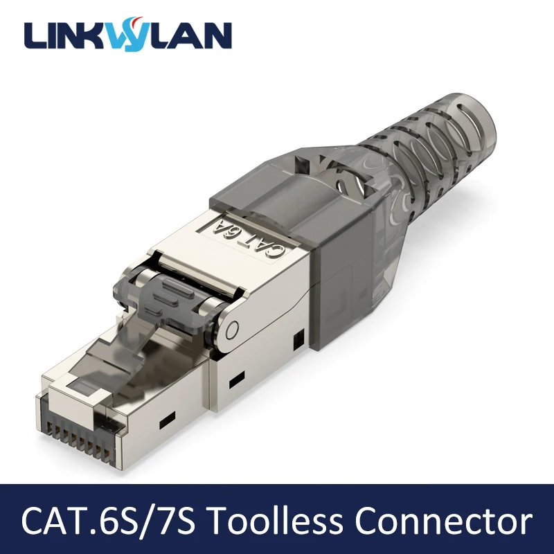 Linkwylan CAT6A CAT7 RJ45 Modular Ethernet Cable Plug Shielded Connector Field Termination Reusable Shielded STP for 22-26AWG