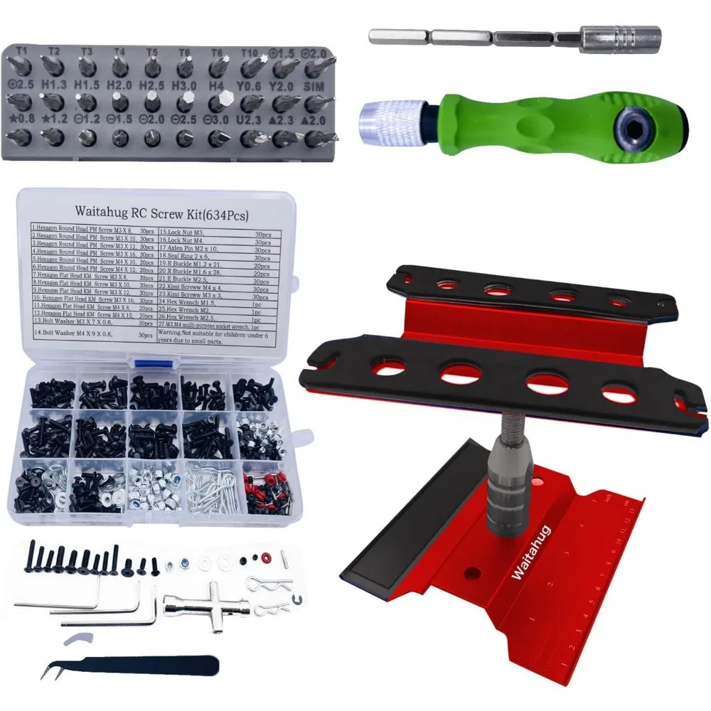 

Набор инструментов для ремонта радиоуправляемых автомобилей-634 шт. Набор винтов-360 градусов с вращением Подъемный ремонтный верстак-32 шт. Набор отверток-1/16 1/12 1/10 1/8