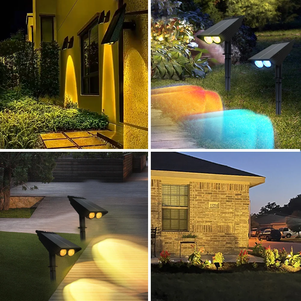 1/2 قطعة الأضواء الشمسية في الهواء الطلق LED المشهد مسار الإضاءة IP65 مقاوم للماء لحديقة الفناء الخلفي شجرة الحديقة مسار مصباح ديكور