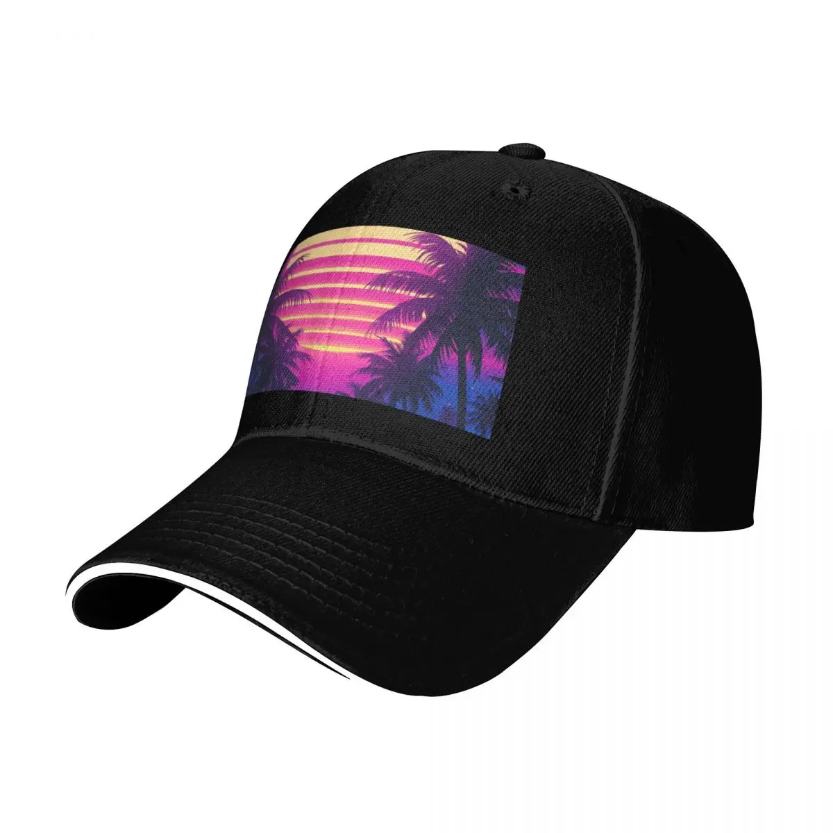 Neon Tropics: Sunset Paradise Baseball Cap Adjustable Buckle Closure Moisture Wicking Quick Dry Curved Brim Classic Fit
