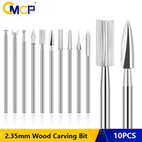 CMCP 10pcs 2.35mm Shank Wood Engraving Drill Bit Milling Cutter Woodworking Drilling Tools Carving Knives Bit