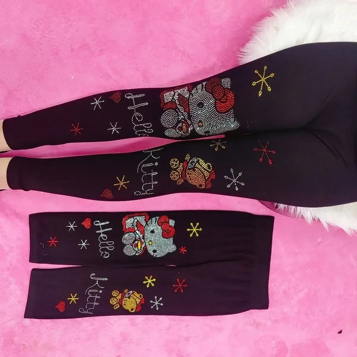 Fat Women's Summer Thin Outer Wear Cropped Pants Cartoon Rhinestone, 100 kg Elastic Trendy Slimming High Waist Modal Leggings 9