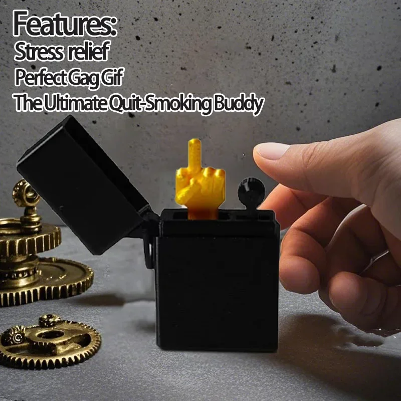 1-5PCS ตลก 3D พิมพ์นิ้วกลางไฟแช็กรุ่น Perfect Prank ปัจจุบันสําหรับผู้ใหญ่เลิกสูบบุหรี่ Buddy Gag ของขวัญ