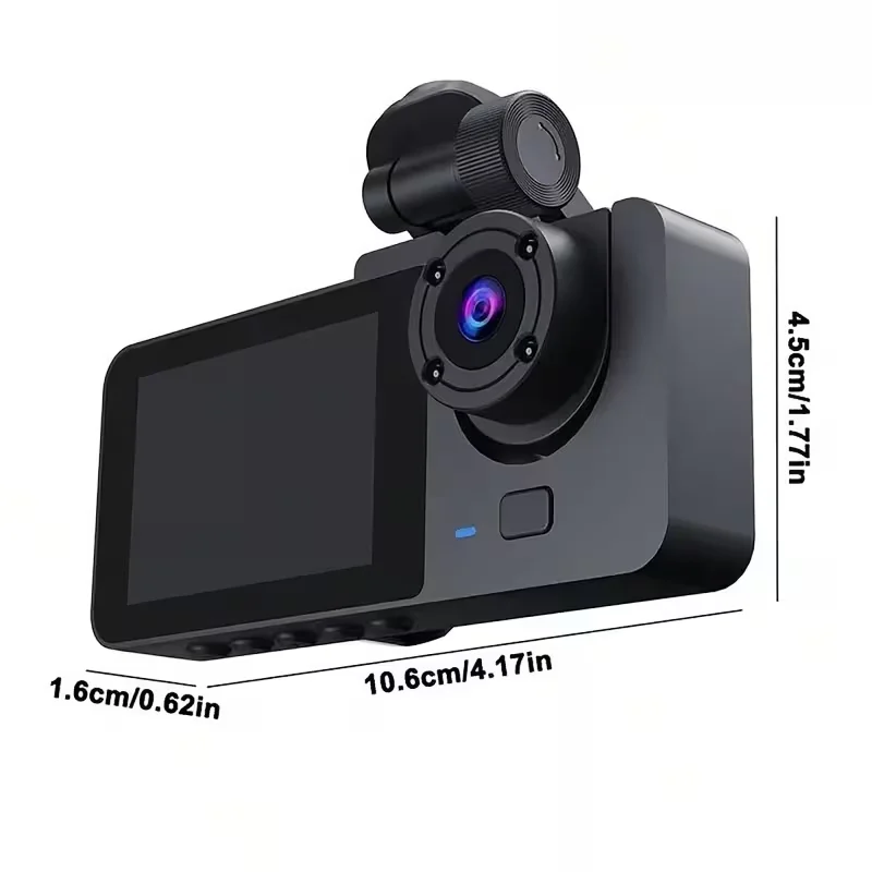 1080P Front 720P Rear 2/3-Channel Dash Cam, Night Vision, Loop Recording, G-Sensor, Motion Detection, Easy Install Car Driving Recorder, Perfect Gift for Drivers Halloween Christmas Black Friday