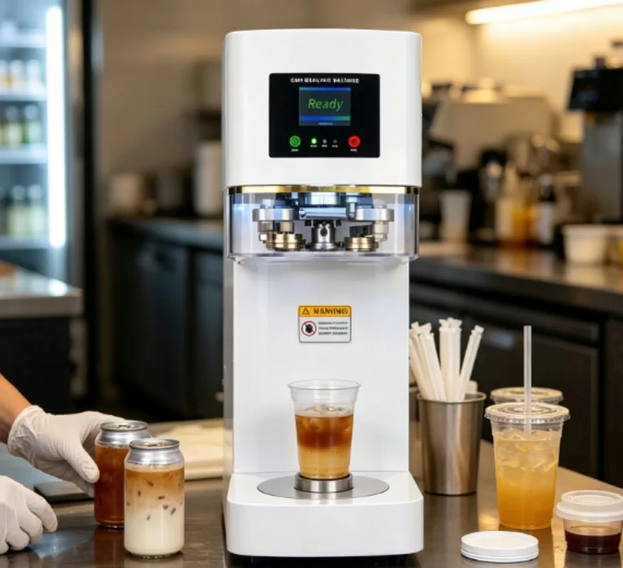 Non‑Rotary Can Sealing Machine Plastic Container Bottle Sealer For Milk Tea Coffee Packaging