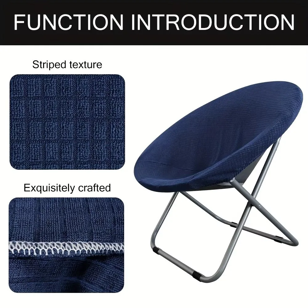 Universal Solid Color Saucer Chair Cover Knitted Round Moon Saucer Chair Protector Jacquard Camping Seat Cover Fit Outdoor Chair
