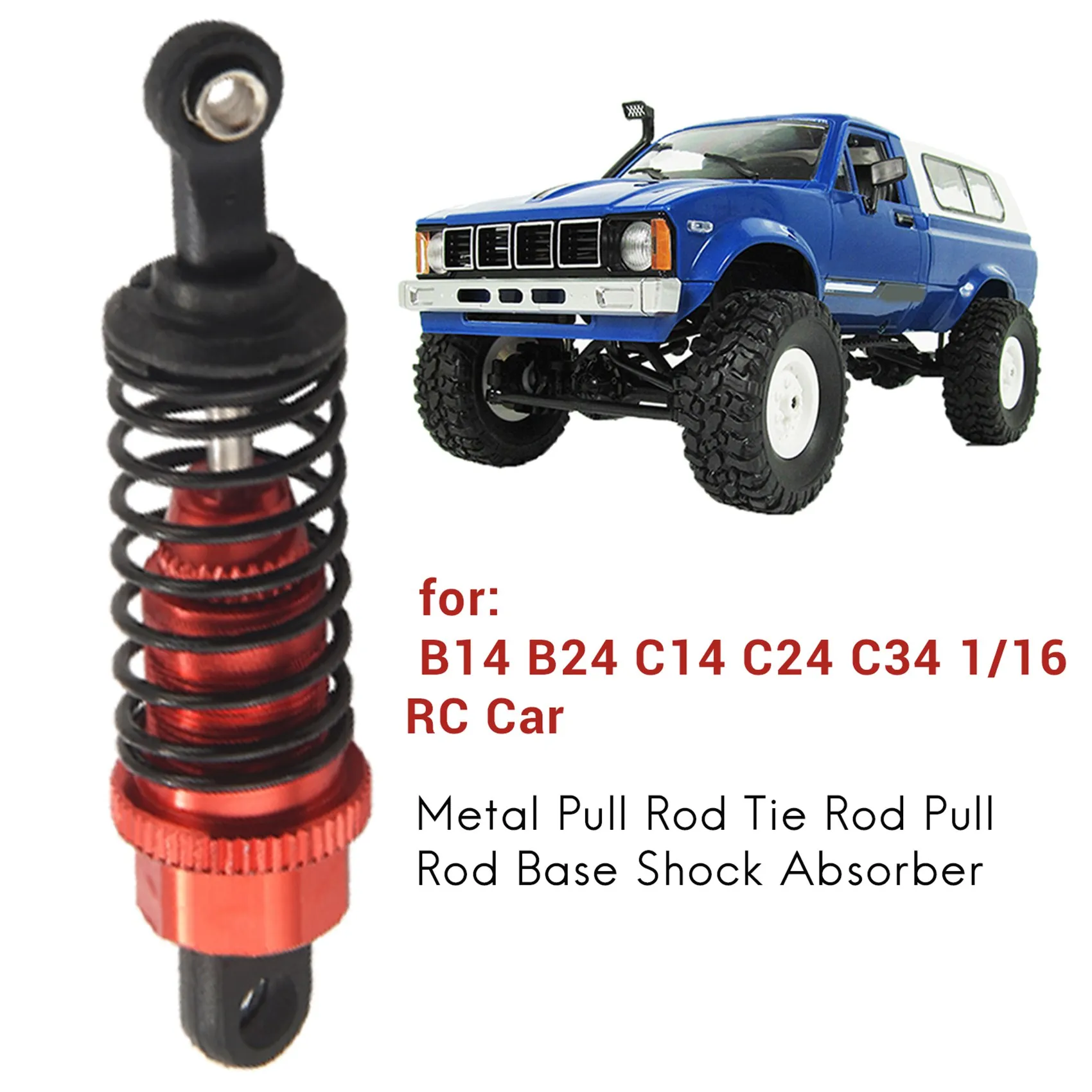 

Upgrade Metal Pull Rod Tie Rod Pull Rod Base Shock Absorber for WPL B14 B24 C14 C24 C34 1/16 RC Car Spare Parts,Red