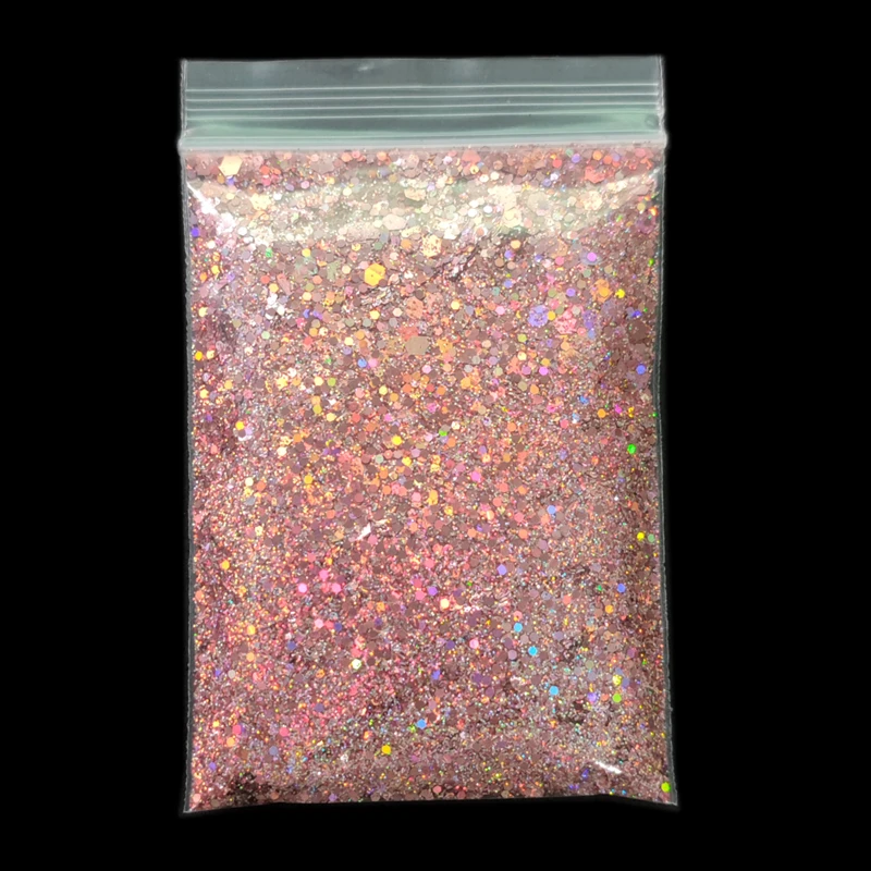 20g/bag Mix Size Hexagon Nail Glitter Sequins Laser Holographic Chunky Manicure Glitter Holographic Chameleon Glitter Pigment