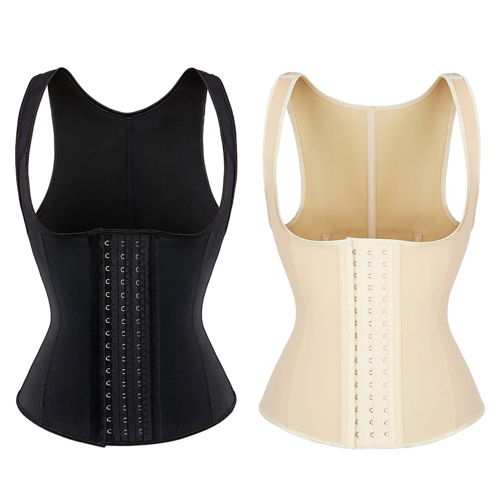 

Shoulder Straps Shapewear Latex Vest 9 Steel Bones Waist Trainer Girdle Corset