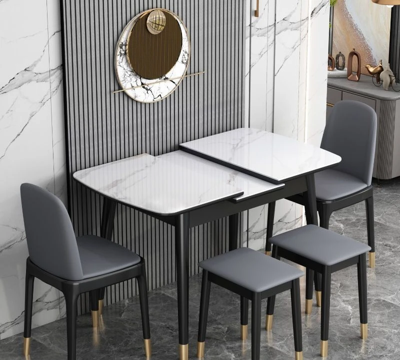 ネットセレブ風ライトラグジュアリーロックスラブダイニングテーブル小型家庭用リビング伸縮式多機能