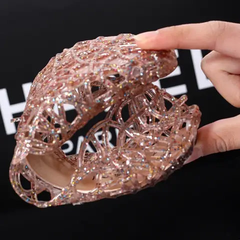 Sommarsandaler för kvinnor, platta sulor, kristallträskor, ihåliga platta sulor, slip-ons, grunda mun, romerska geléskor, strandsandaler 10 best sales romerska sandaler för kvinnor - №1