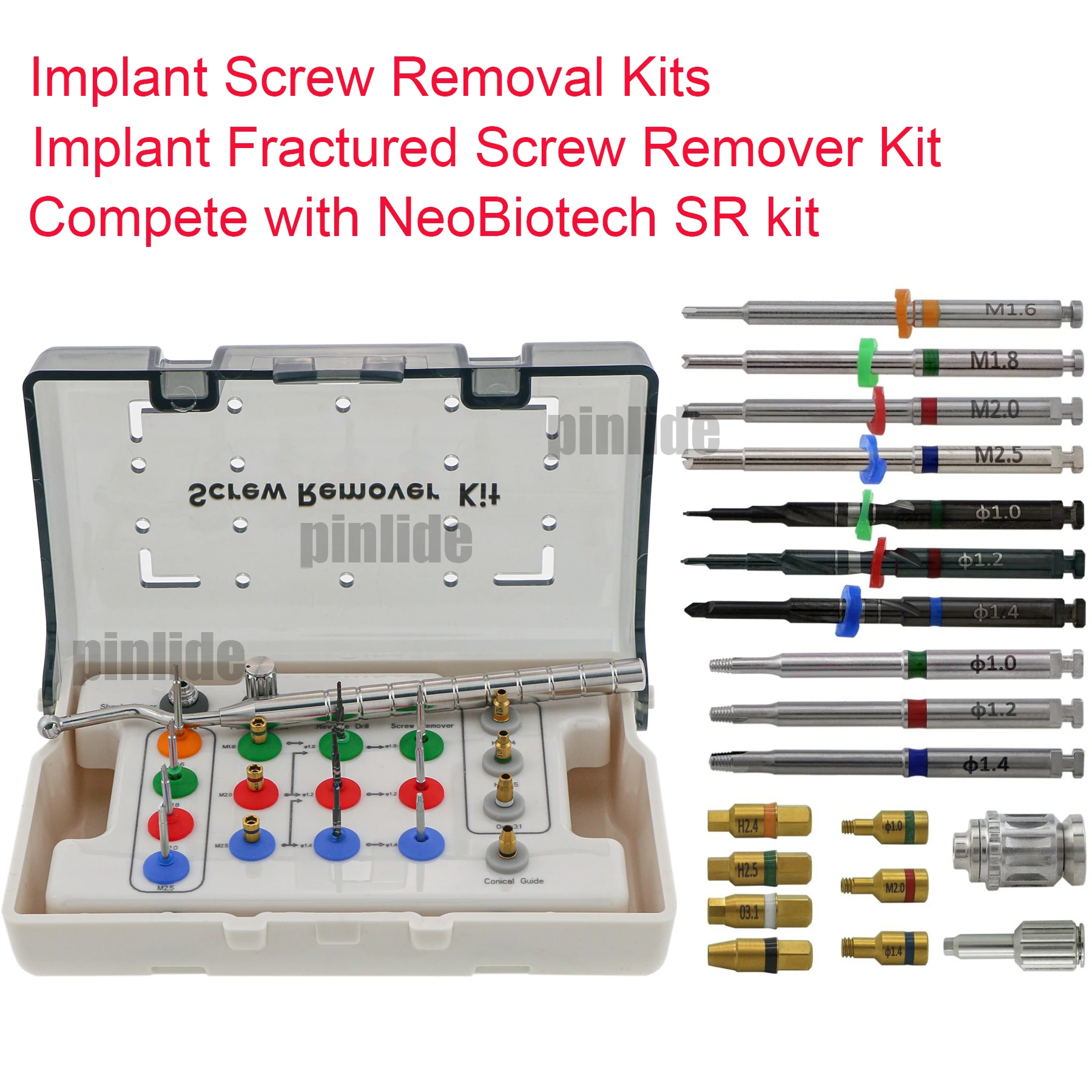 

Dental Implant Remover Kit Drill Guide Extraction Sit Broken Fixture Surgical Instrument Dental Tools Screw